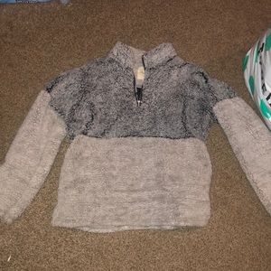 two toned sherpa pullover